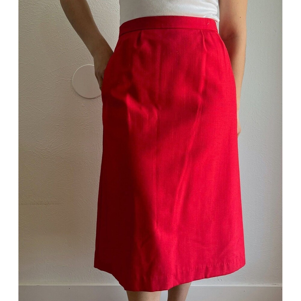 vtg 80s oscar de la renta red skirt blazer suit size 11/12‎ retro modest classic - Picture 5 of 10